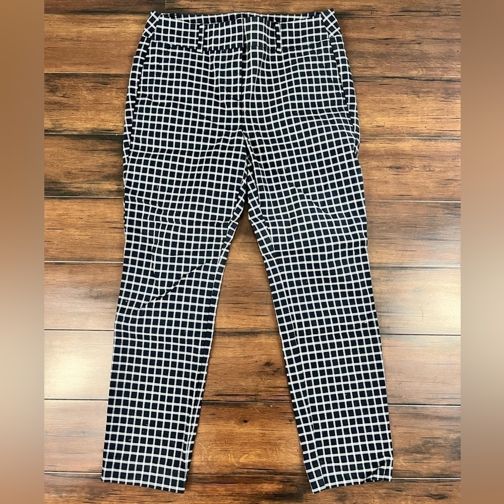 Loft Outlet Blue & White Check Modern Skinny Ankle Pants - Size 4P